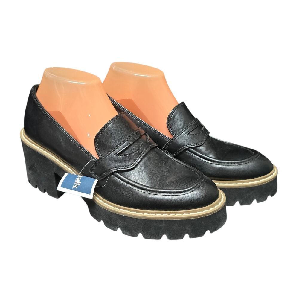 DV Dolce Vita Black Tammy Chucky High Heel Loafers Closed Toe Shoes